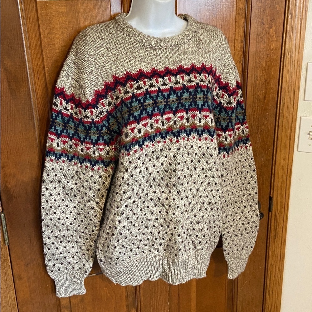 Vintage Jean Michaud 90’s fair isle knit Sweater Wool Blend Ski / Cabin Size XL - Picture 3 of 10